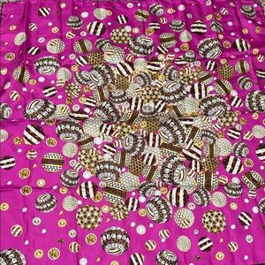 Henri Bendel Pink Scarf with Bold Circular Patterns